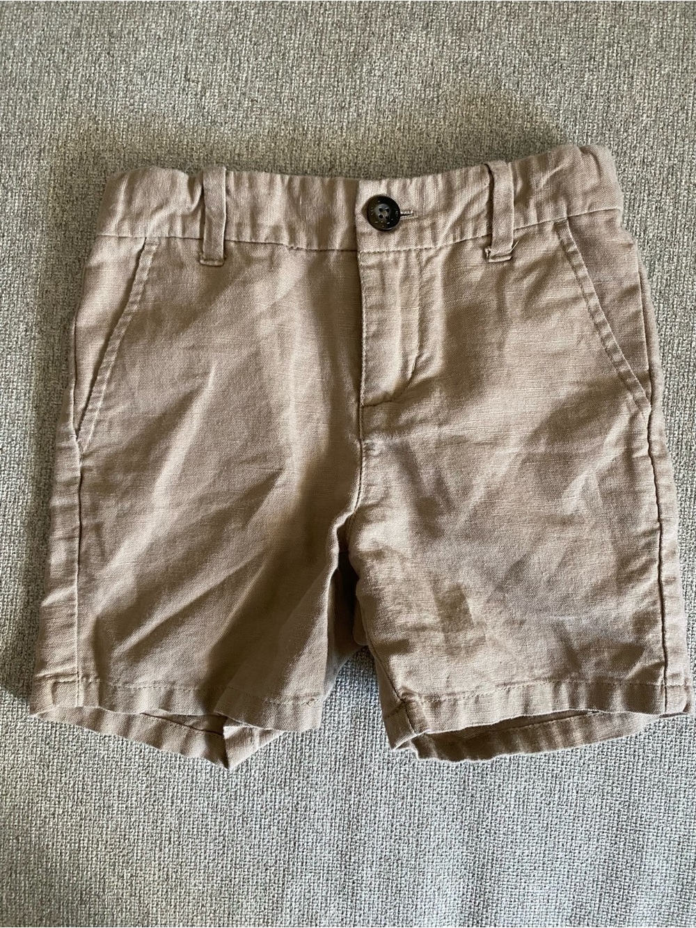 Janie and Jack Beige Toddler Linen and Cotton Shorts